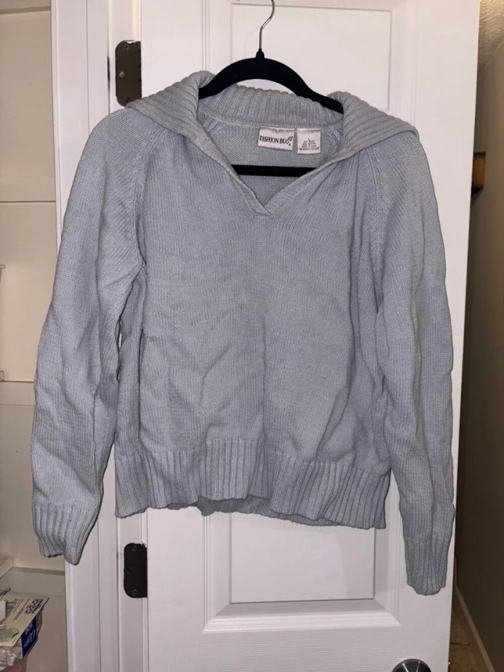 Blue V-Neck Collared Fashion Bug Sweater